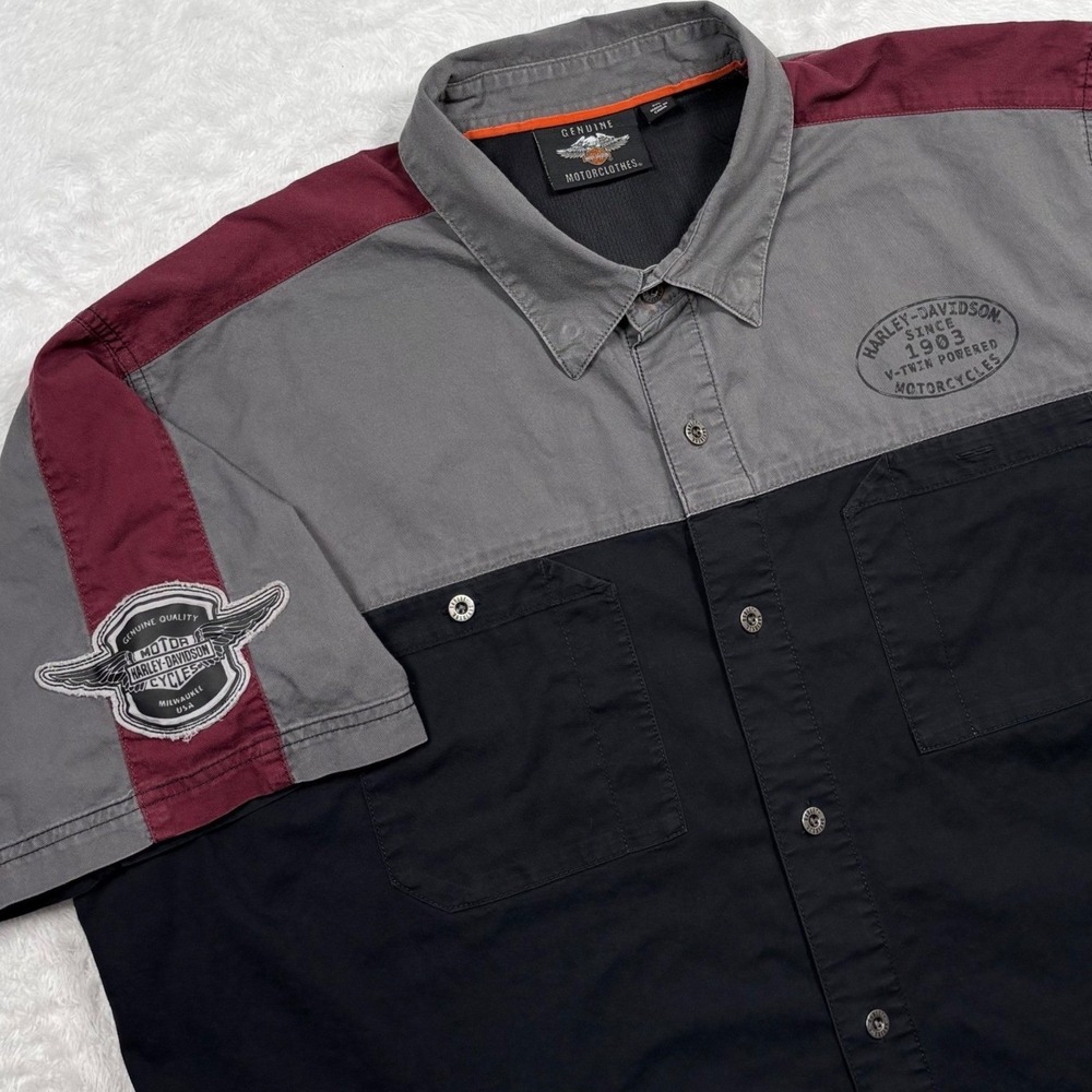 Harley-Davidson‎ Performance Vented Winged Logo Button Shirt 2XL Mechanic Garage